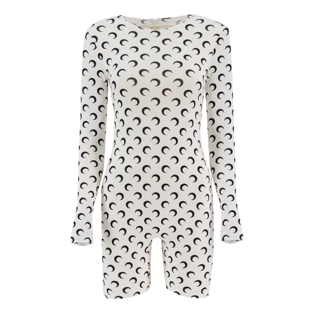 Marine Serre Women's White Moon Jersey Short Catsuit - Playsuits - Xs - Jumpsuits & Playsuits