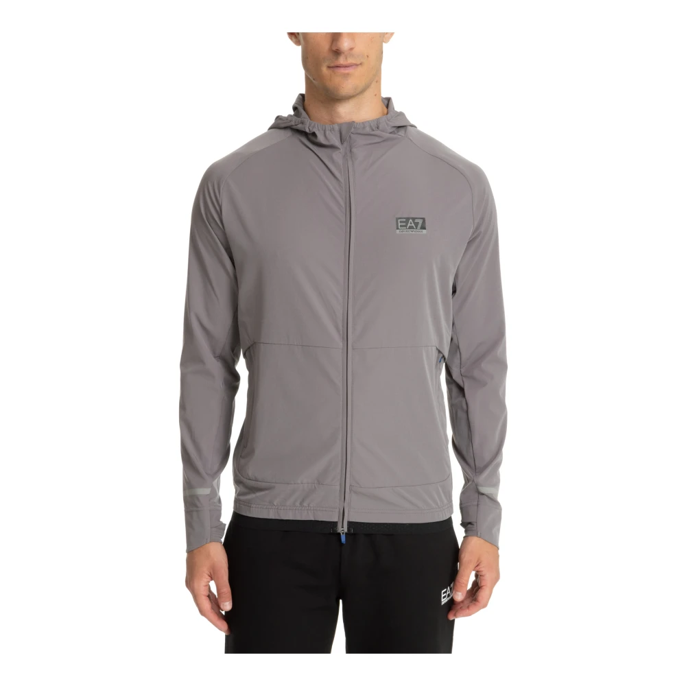 Emporio Armani EA7 Hoodie met rits en effen patroon Gray Heren