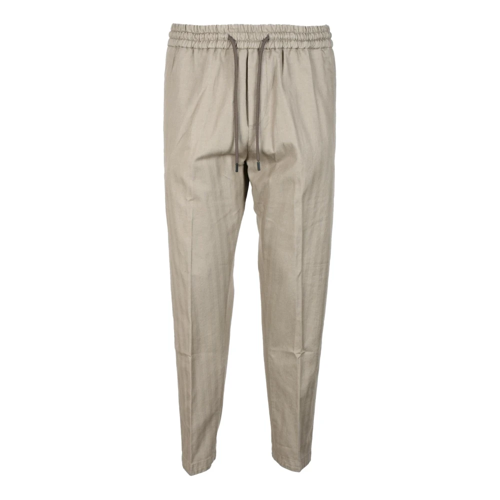 Dondup Yuri Linnenmix Elastische Taille Broek Beige Heren