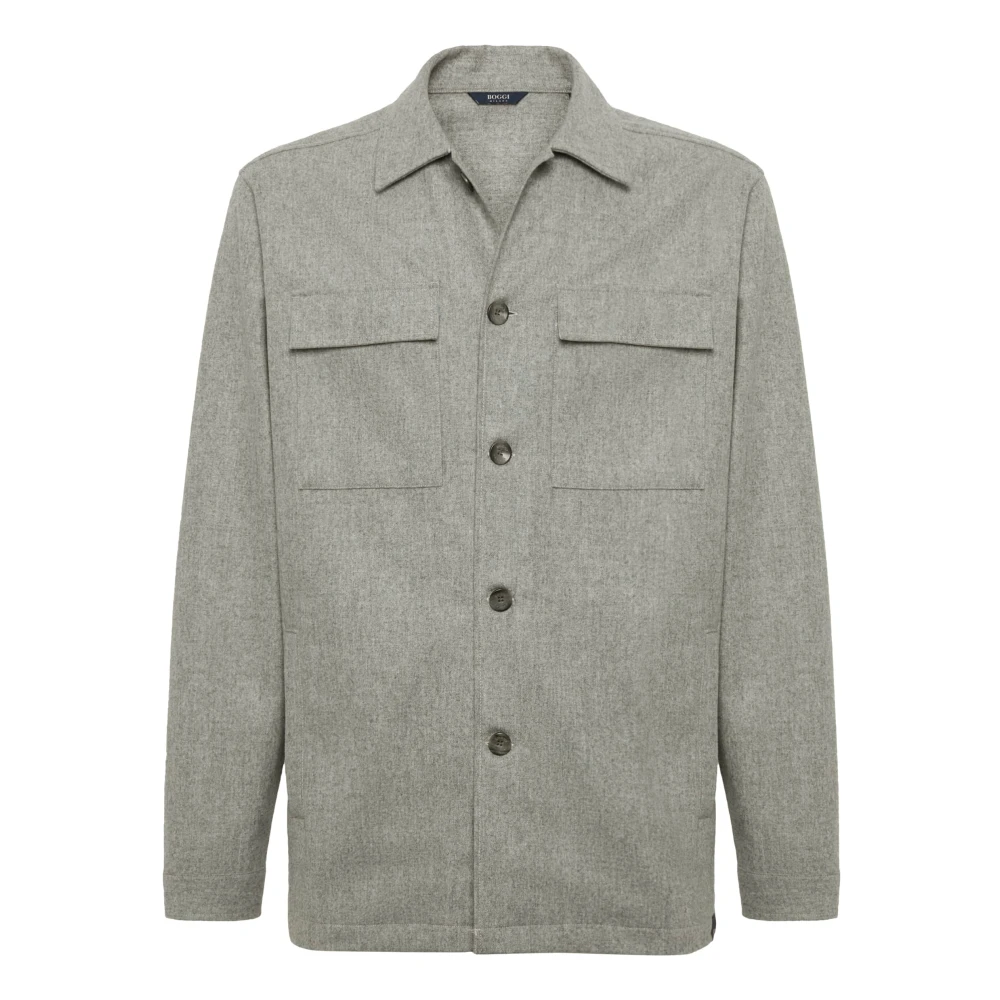 Boggi Milano Link Shirt Jacket in Wol Jersey Gray Heren
