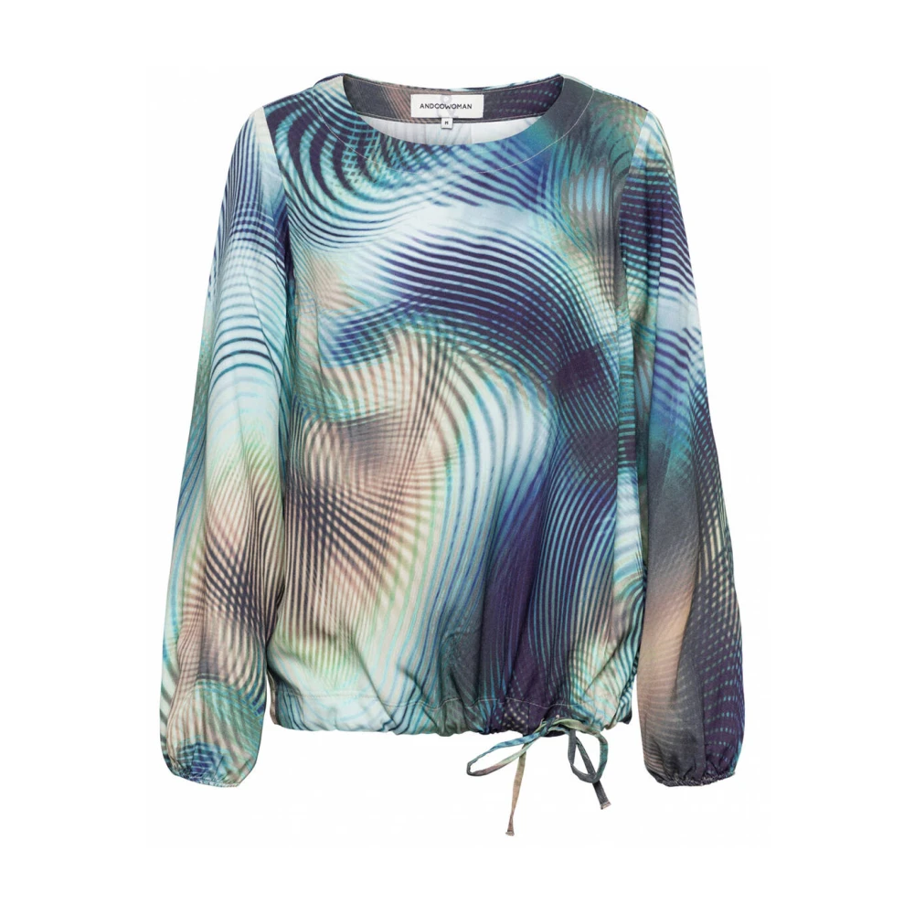 &Co Woman Laser Cut Lange Mouw Top Blue Dames