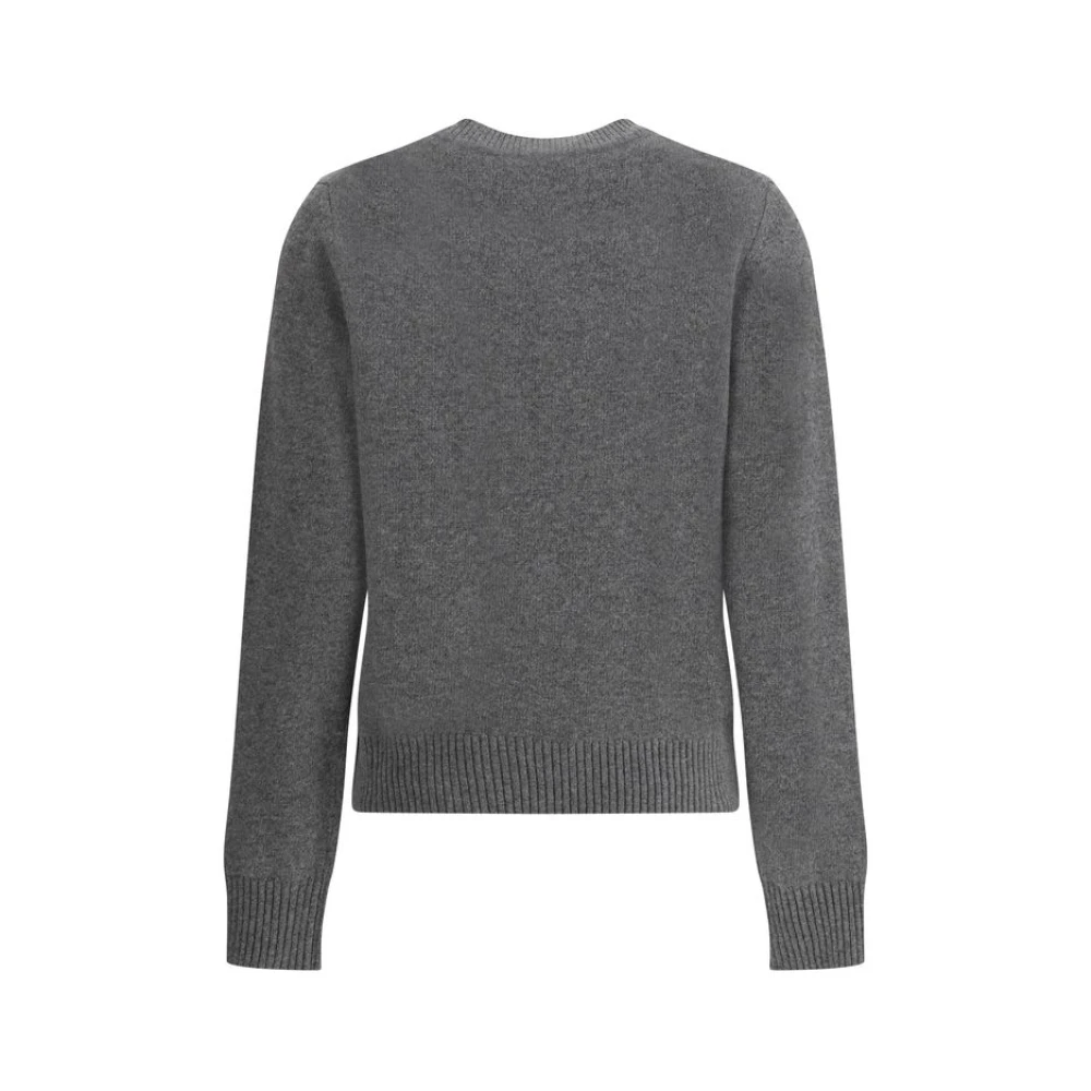 Ganni Geribbelde wollen trui met monogramprint Gray Dames
