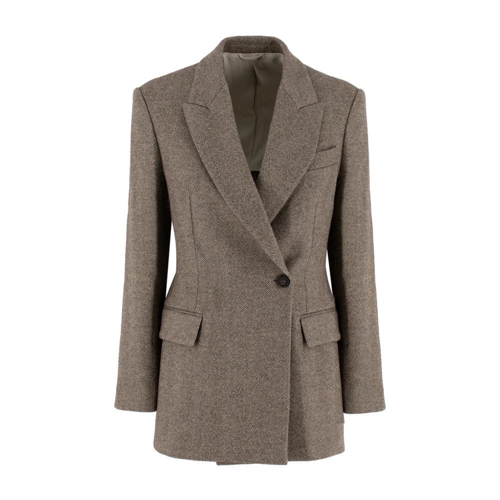 Brunello Cucinelli Women's Brown Luxurious Wool Jacket In /Panama