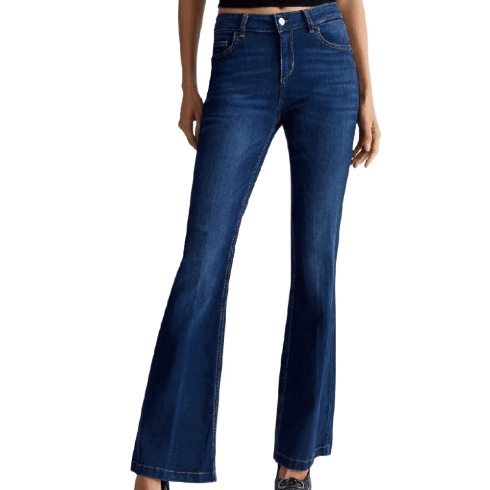 Liu Jo Flare Denim Jeans met Elastische Taille Blue Dames