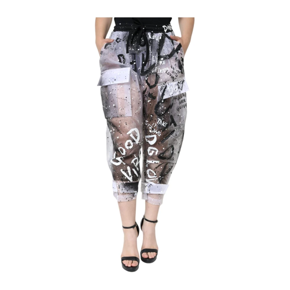 Dolce & Gabbana Women's Multicolor Cropped Trousers, Xs, Graffitiprint Cargo Trousers