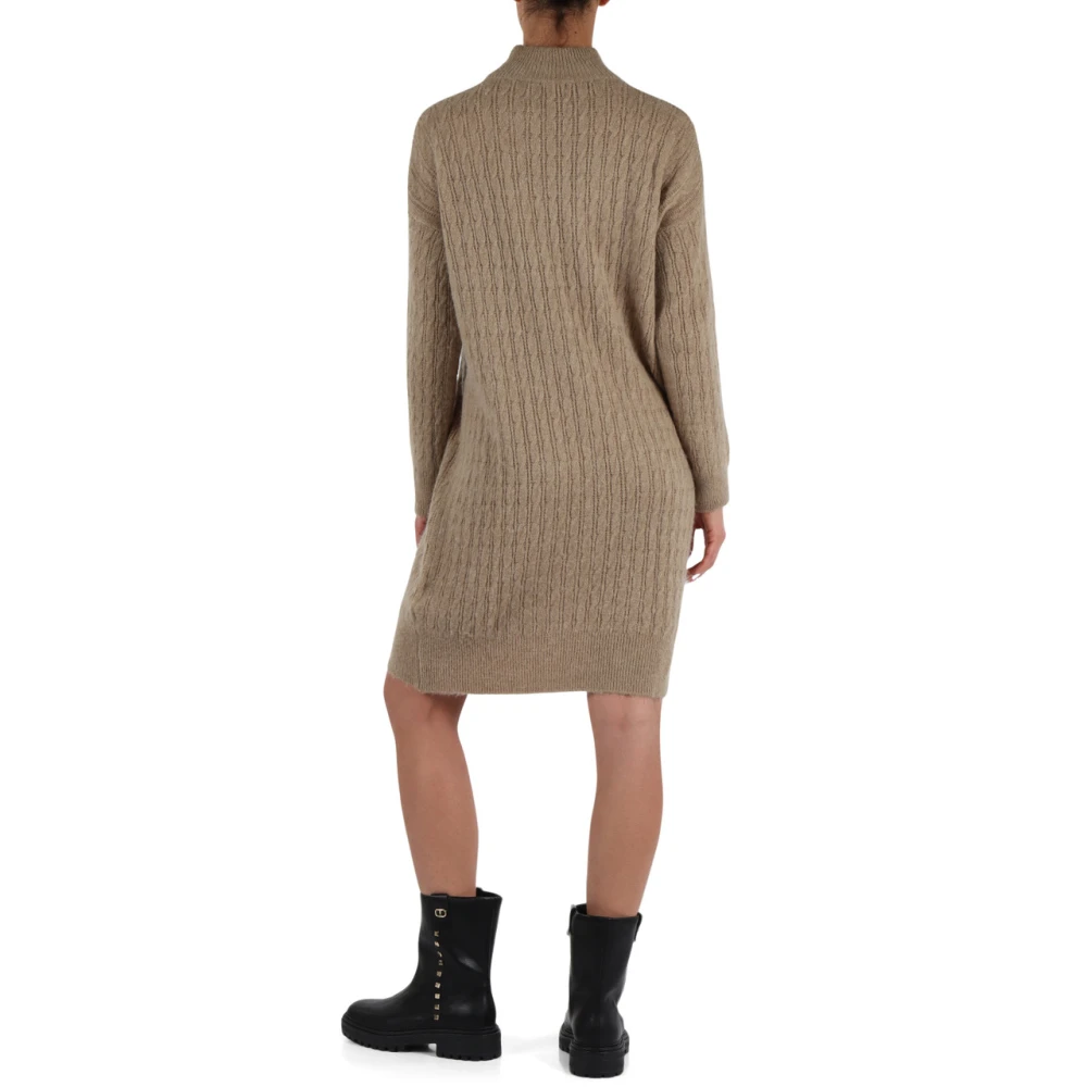 Liu Jo Maxi Gebreide Alpaca Trui Jurk Beige Dames