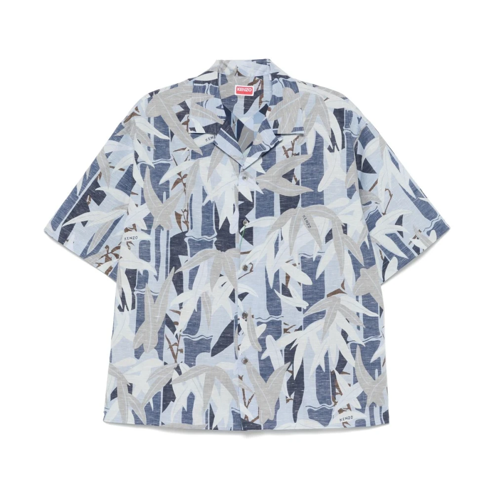 Kenzo Blå Chiku-Rin Camo Hawaiian Kortärmad Skjorta