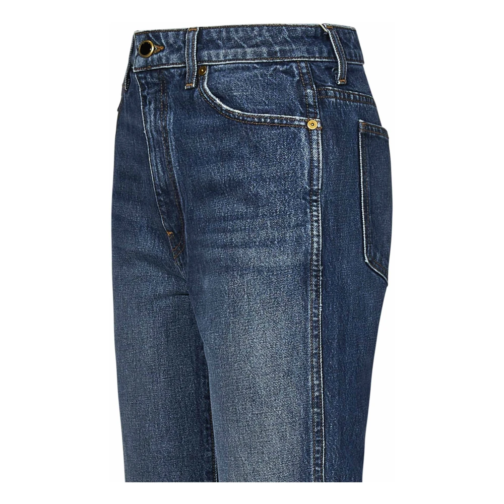 Khaite Blauwe Faded High-Waisted Cropped Jeans Blue Dames