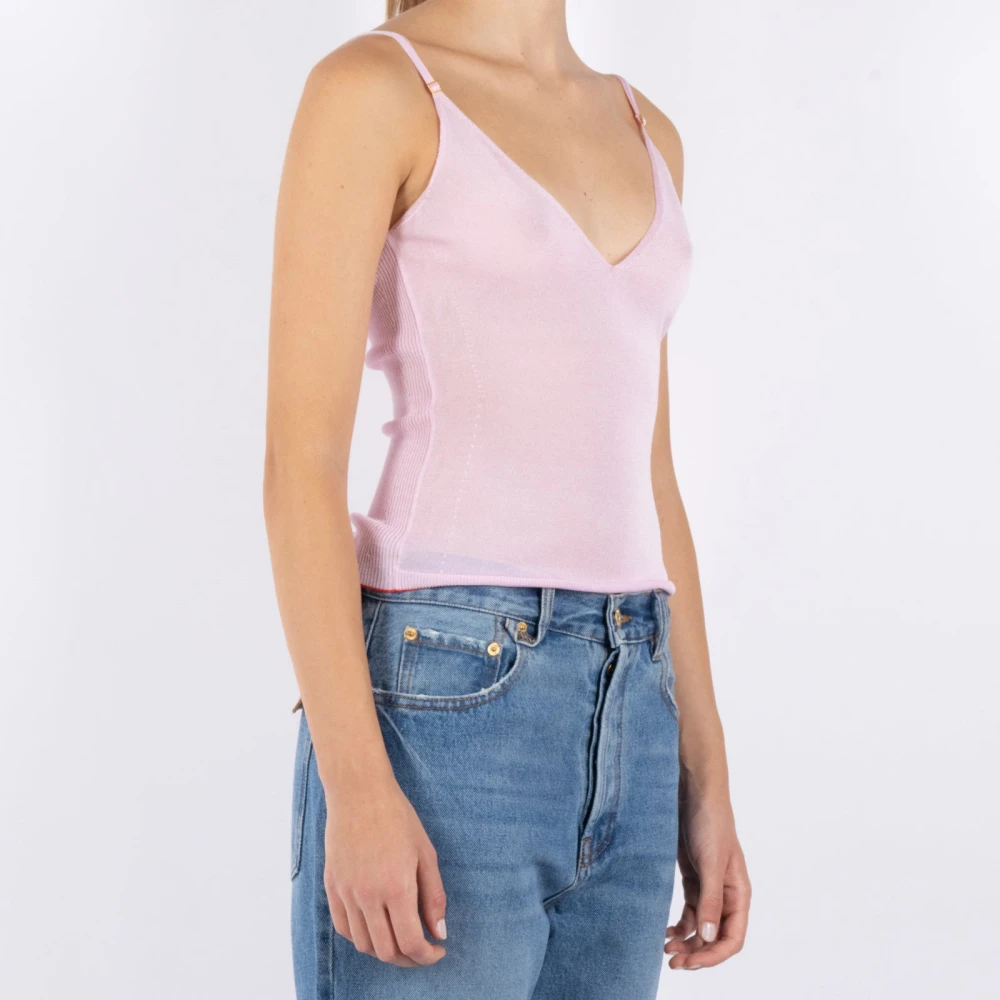 Jacquemus Roze Mouwloze Gebreide Top Pink Dames