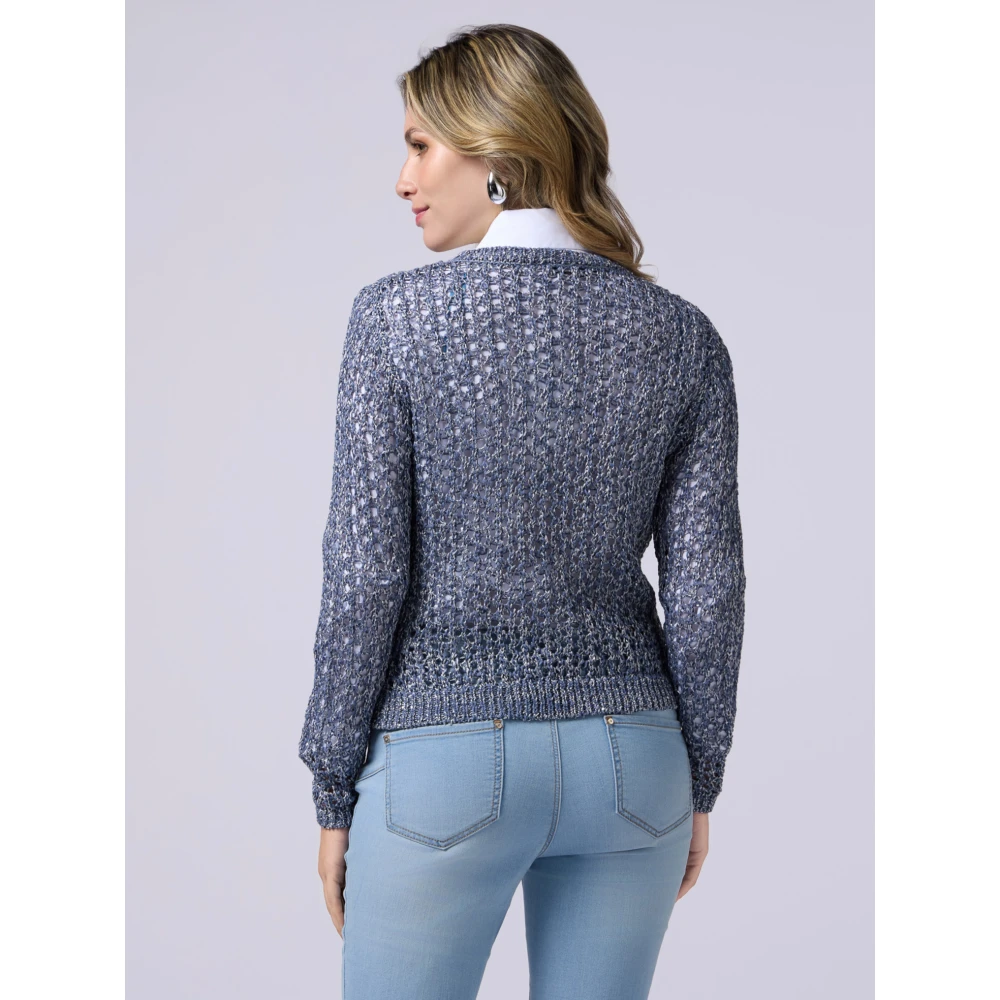 Oltre Doorgestikte Vest Blue Dames