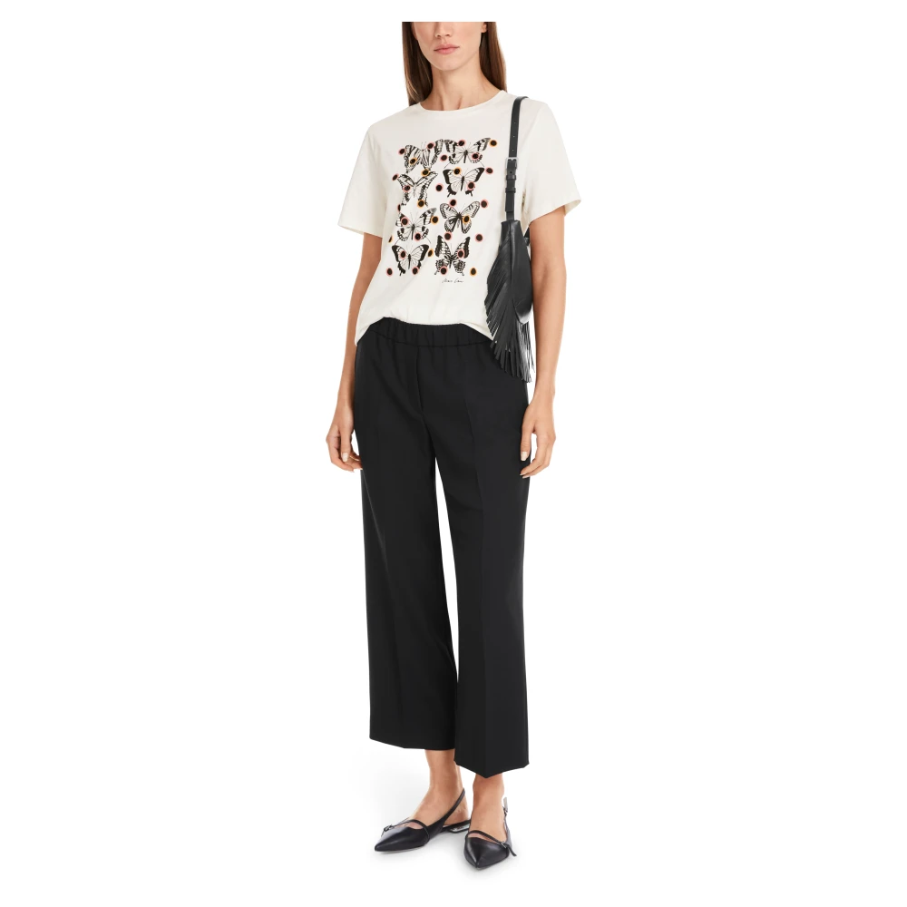 Marc Cain Vlinders en stippen T-shirt 'Rethink Together' White Dames