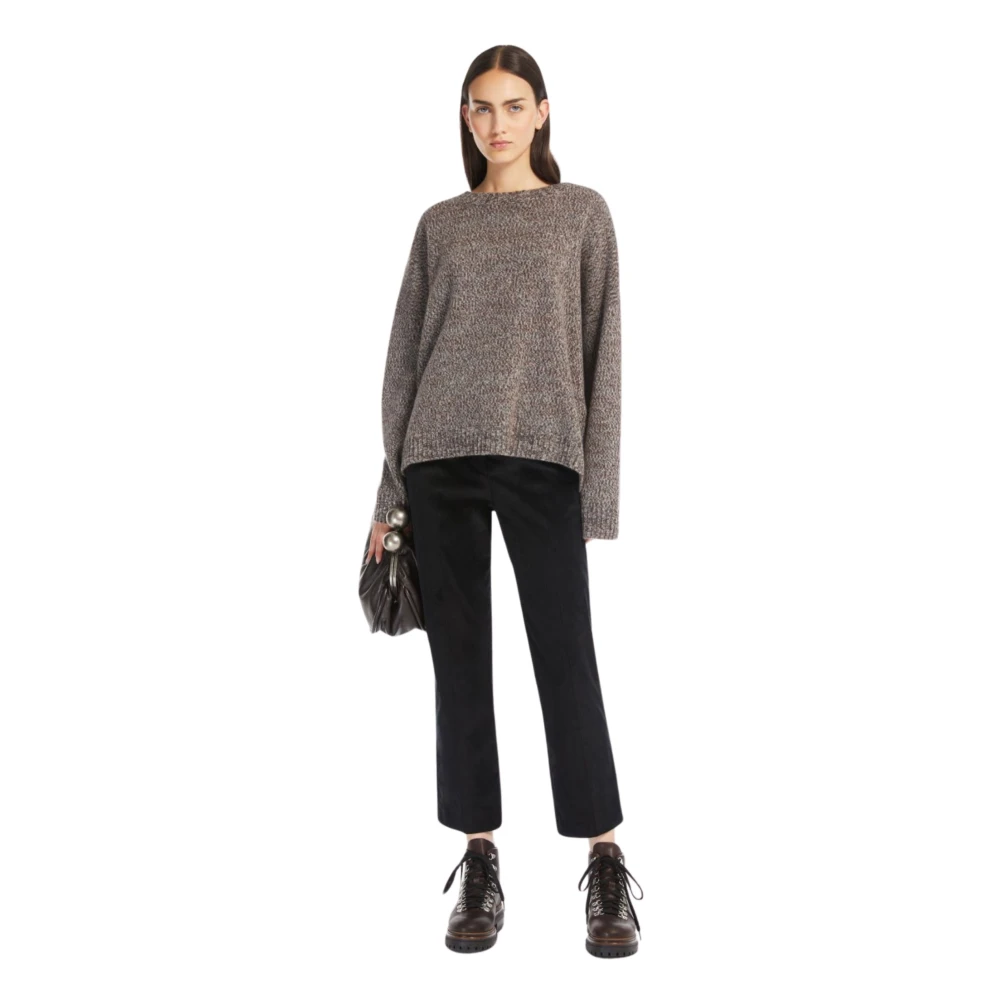 Max Mara Weekend Zwarte Corduroy Flared Broek Black Dames