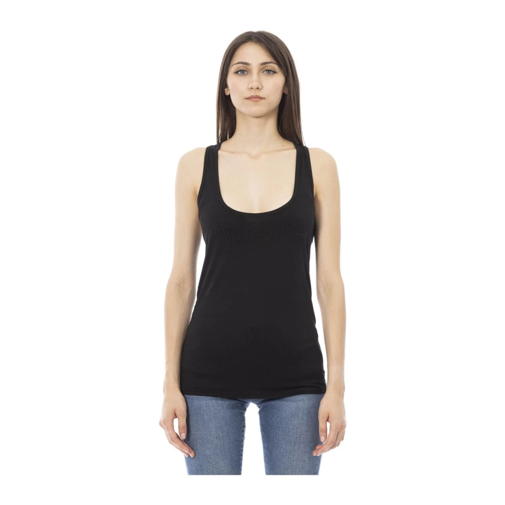 Just Cavalli Strandkleding Tank Top met Strass Logo Black Dames