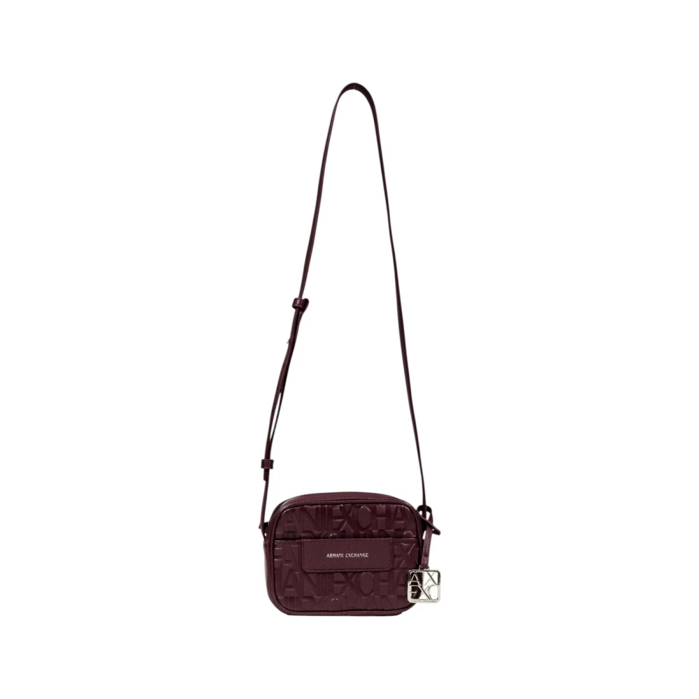 Armani Exchange Women's Red Shoulder Bag With Zip And Inside Pockets