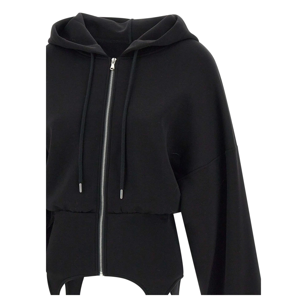 Fiorucci Zwarte Suspender Sweatshirt met Capuchon Black Dames