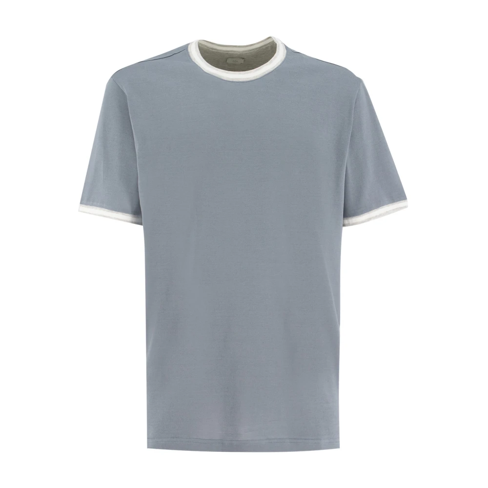 Eleventy Katoenen Crew-neck T-shirt met Stijlvol Contrast Blue Heren
