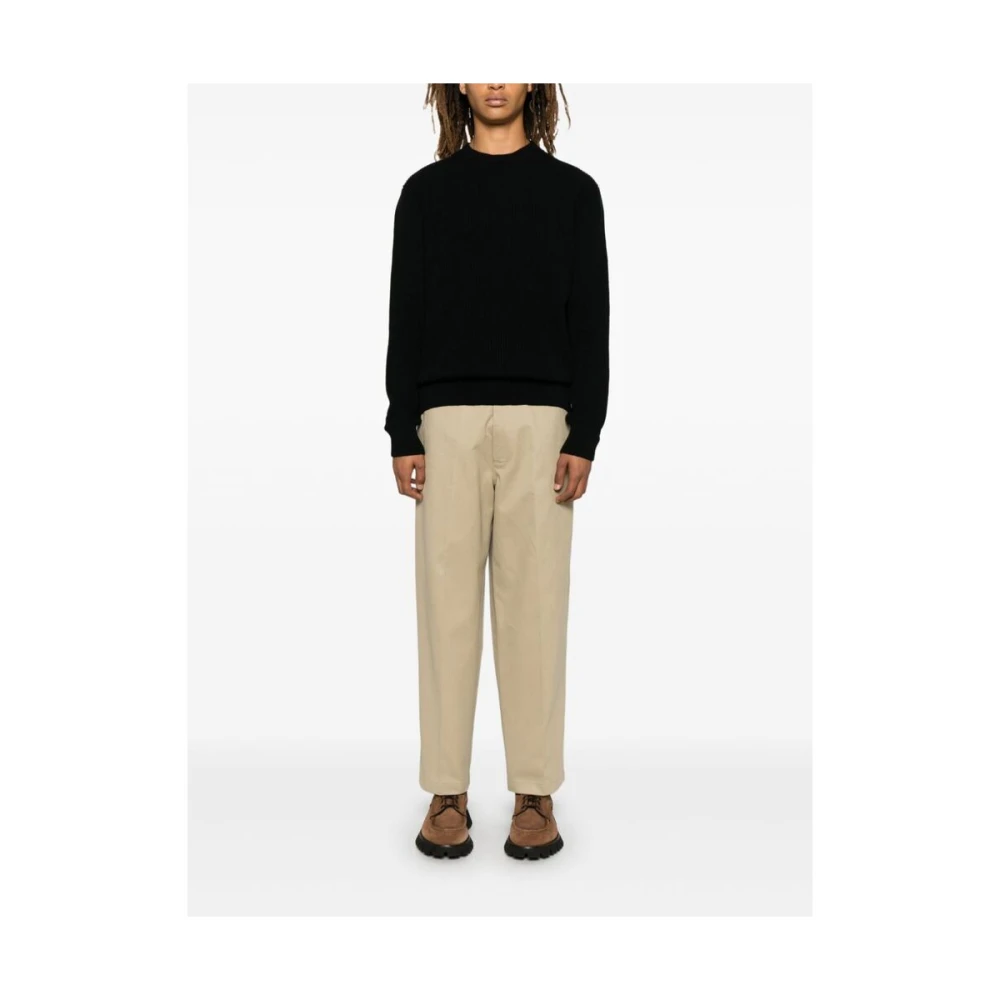 Ermenegildo Zegna Zwarte Kasjmier Ribgebreide Sweater Black Heren