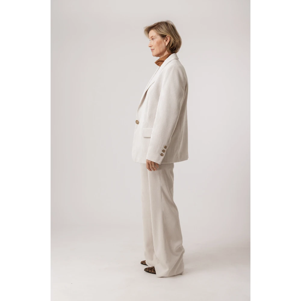 LUISA CERANO Corduroy Blazer met Revers Kraag Beige Dames
