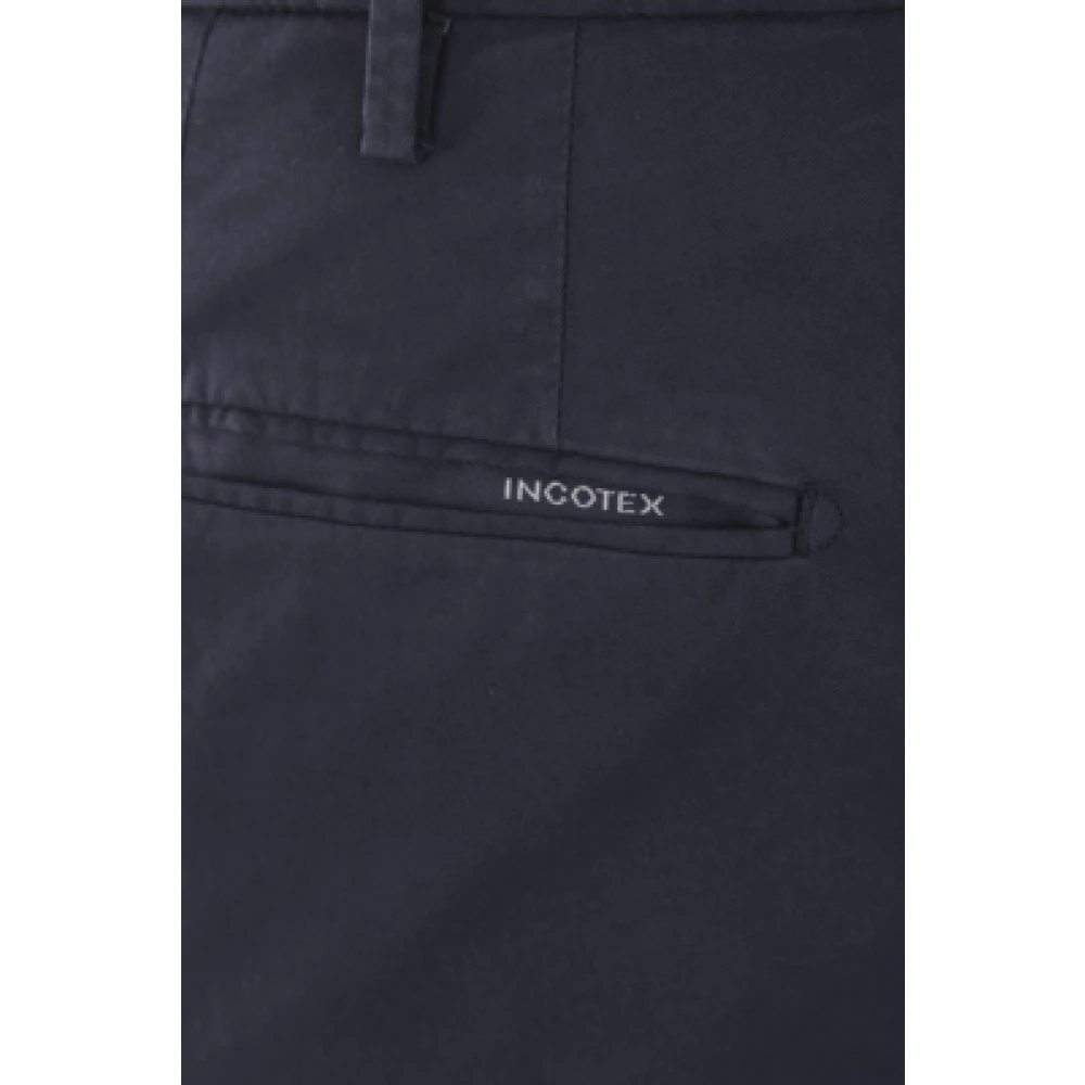 Incotex Slim-Fit Stretch Katoenen Broek in Donkerblauw Blue Heren