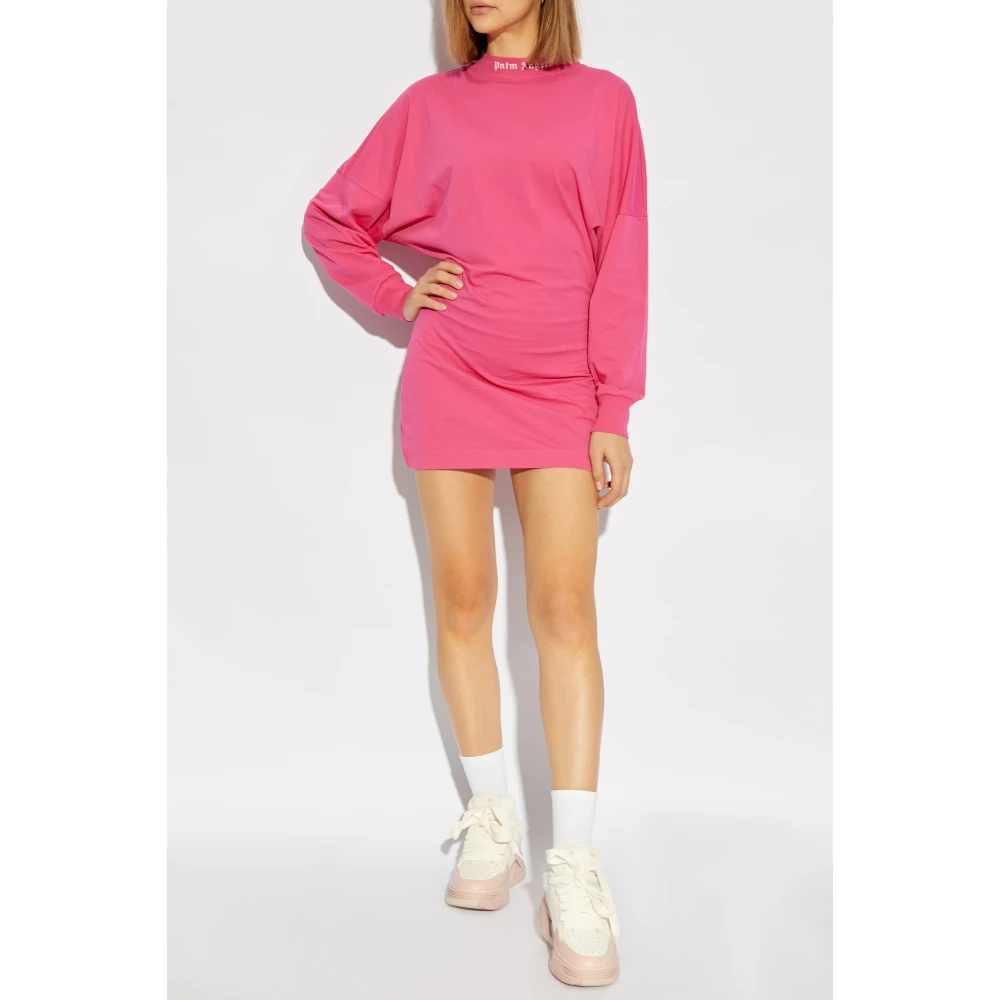 Palm Angels Jurk met logo Pink Dames