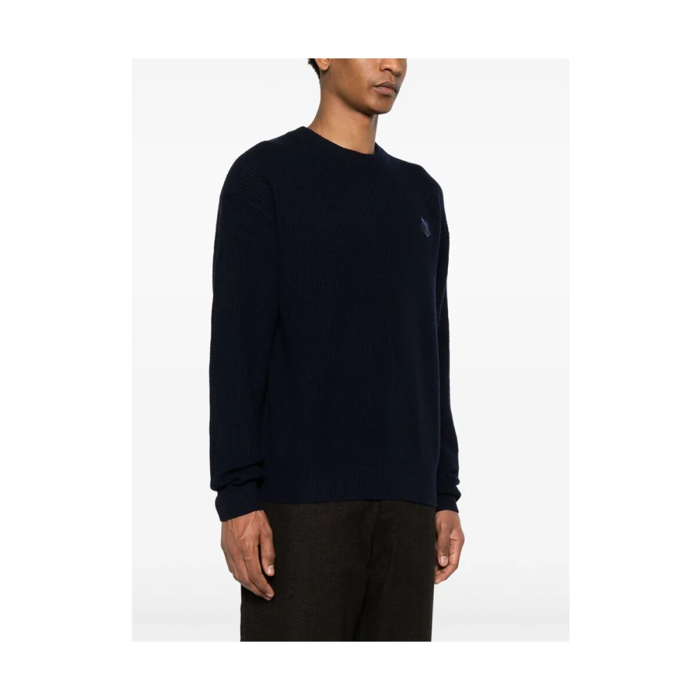 Maison Kitsuné Navy Blue Fox Head Sweater Blue Heren