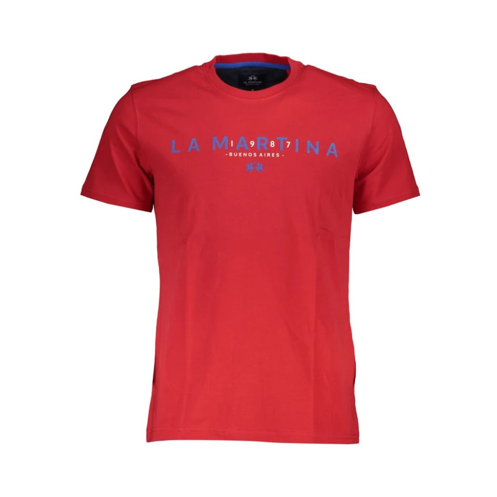 LA MARTINA Elegant Roze Katoenen T-shirt Red Heren