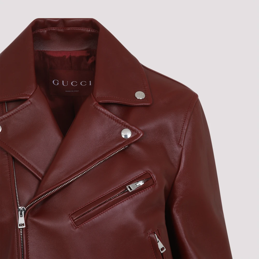 Gucci Biker Leren Jas Red Dames