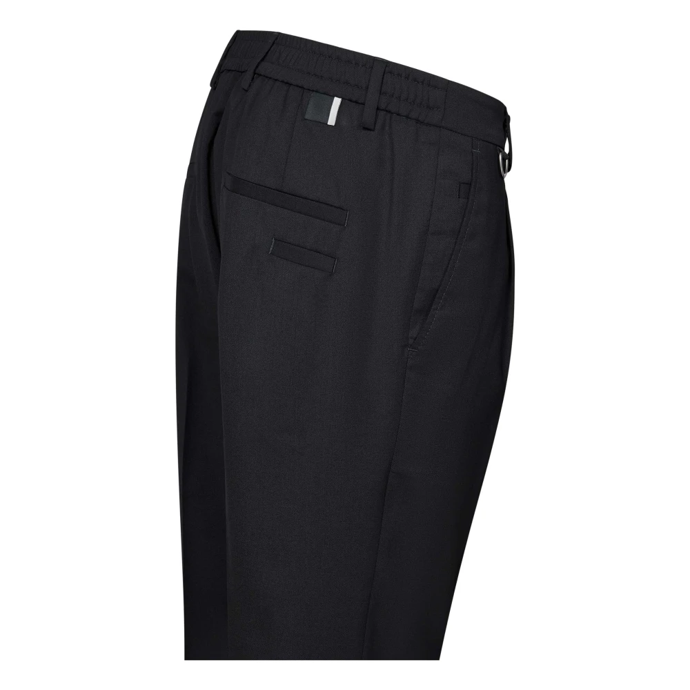 Low Brand Slim-Fit Zwarte Wollen Broek Black Heren