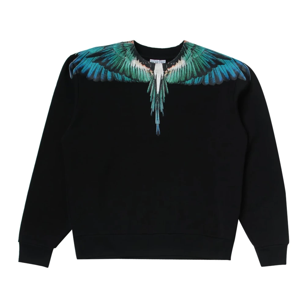 Marcelo Burlon Boys Black Kids Sweatshirts, 6 Y, Wings Sweatshirt