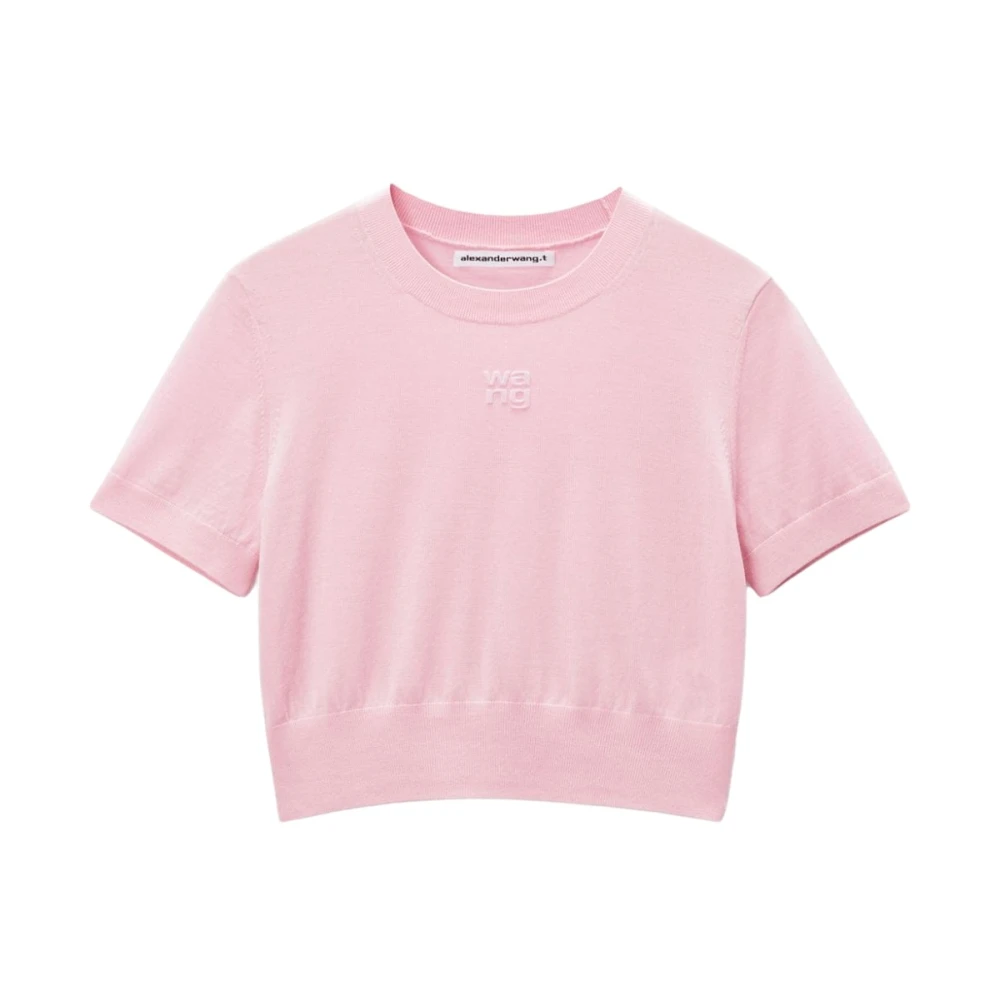 Alexander wang Roze Wol Logo T-shirts Polos Pink Dames