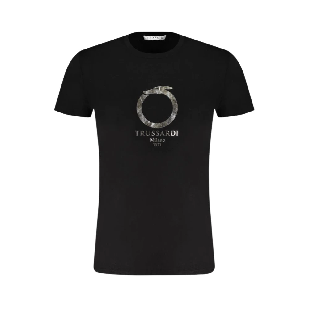 Trussardi Zwart T-shirt met Print Logo Black Heren