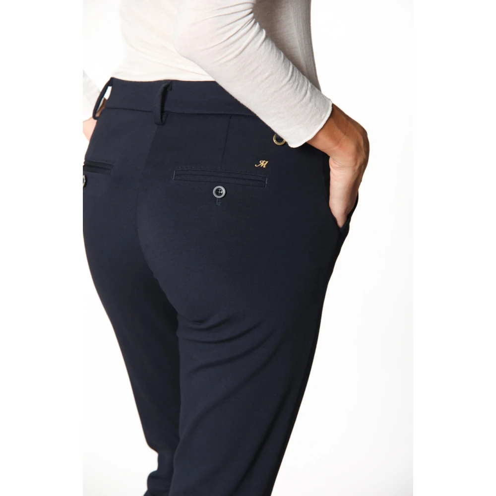Mason's Slim Fit Technische Jersey Chino Broek Blue Dames
