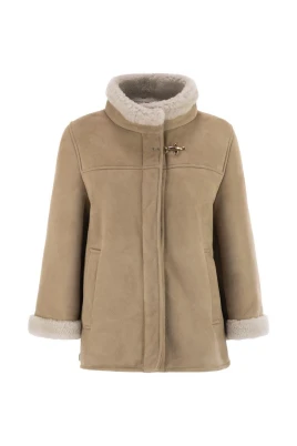 Shearling Trim Toggle Coat