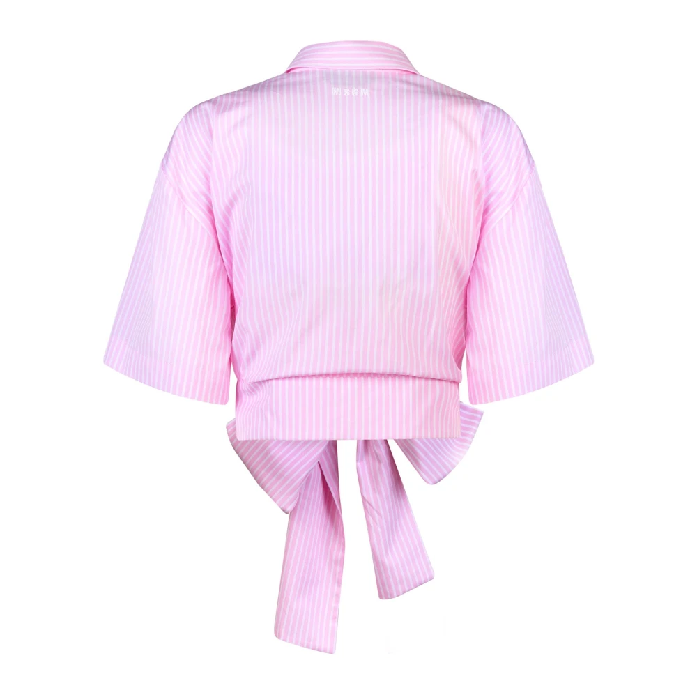 Msgm Roze Gestreept Katoenen Overhemd Pink Dames