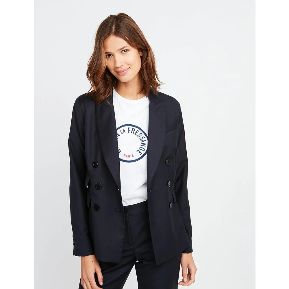 Ines De La Fressange Paris Marineblauwe Maurice wollen jas Niet Langer Gebruikt Blue Dames