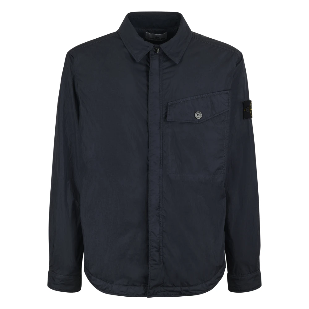 Stone Island Blue Light Jackets, Male, 2XL, Garment Dyed Crinkle Reps Ny Jacket