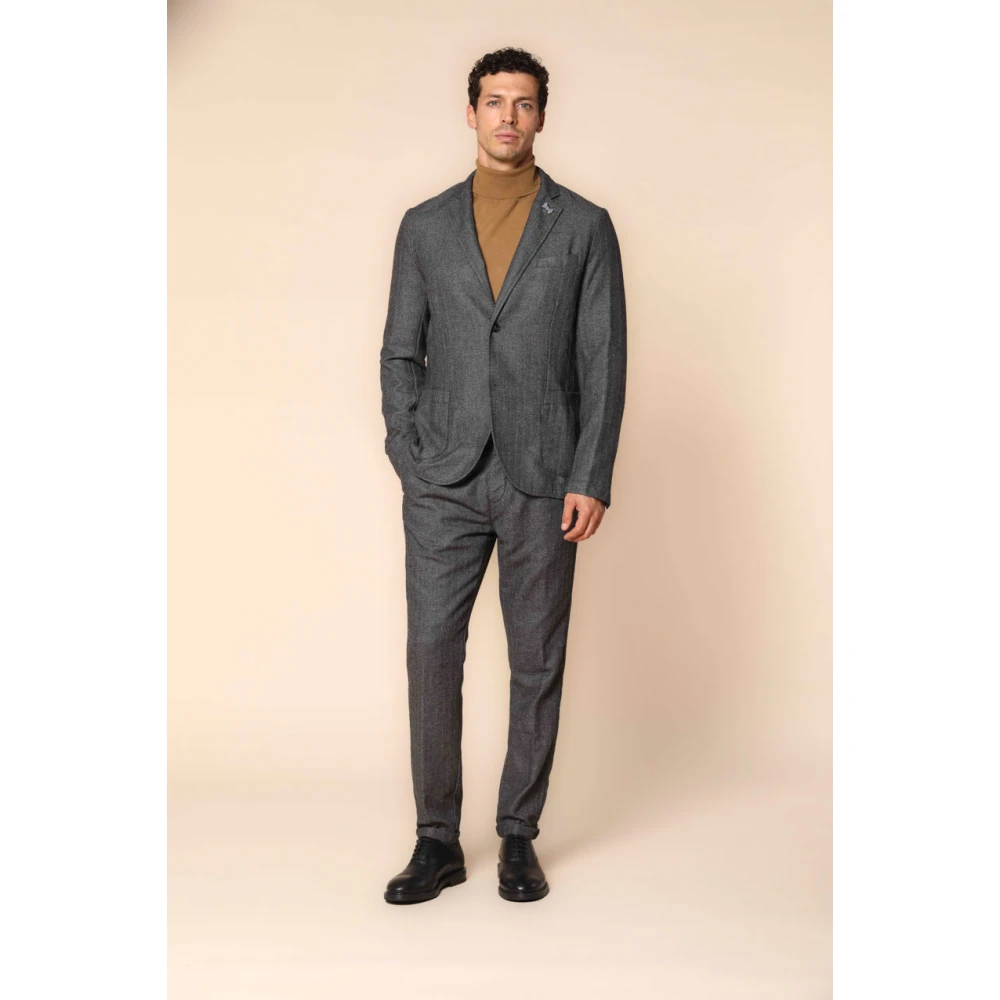 Mason's Regular Fit Krijtstreep Flanellen Blazer Gray Heren