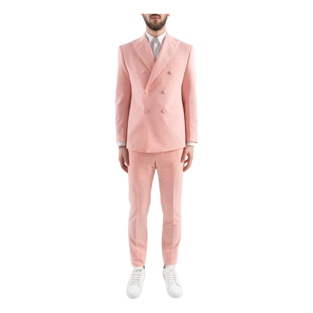 Corsinelabedoli Men's Pink Double Breasted Suits, M, Double-Breasted Suit Set