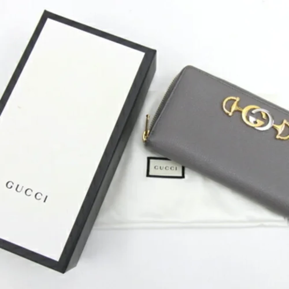 Gucci Vintage Pre-owned Leather wallets Gray Dames