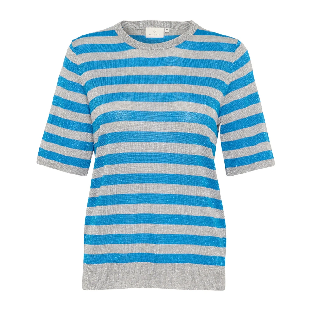 Kaffe Korte Mouw Gestreepte Pullover Trui Blue Dames