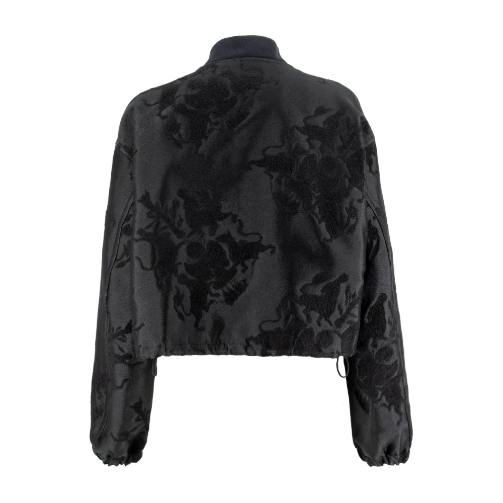 Fabiana Filippi Stijlvolle Bomberjack met Jacquard Boucl Stof Black Dames