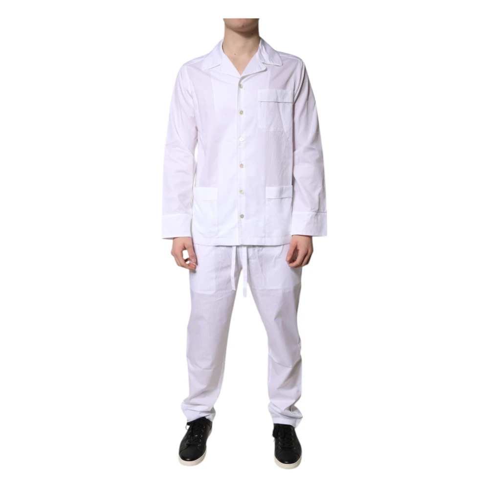 Dolce & Gabbana Men's White Pyjamas, Xs, Shirt And Trousers Pajama Set