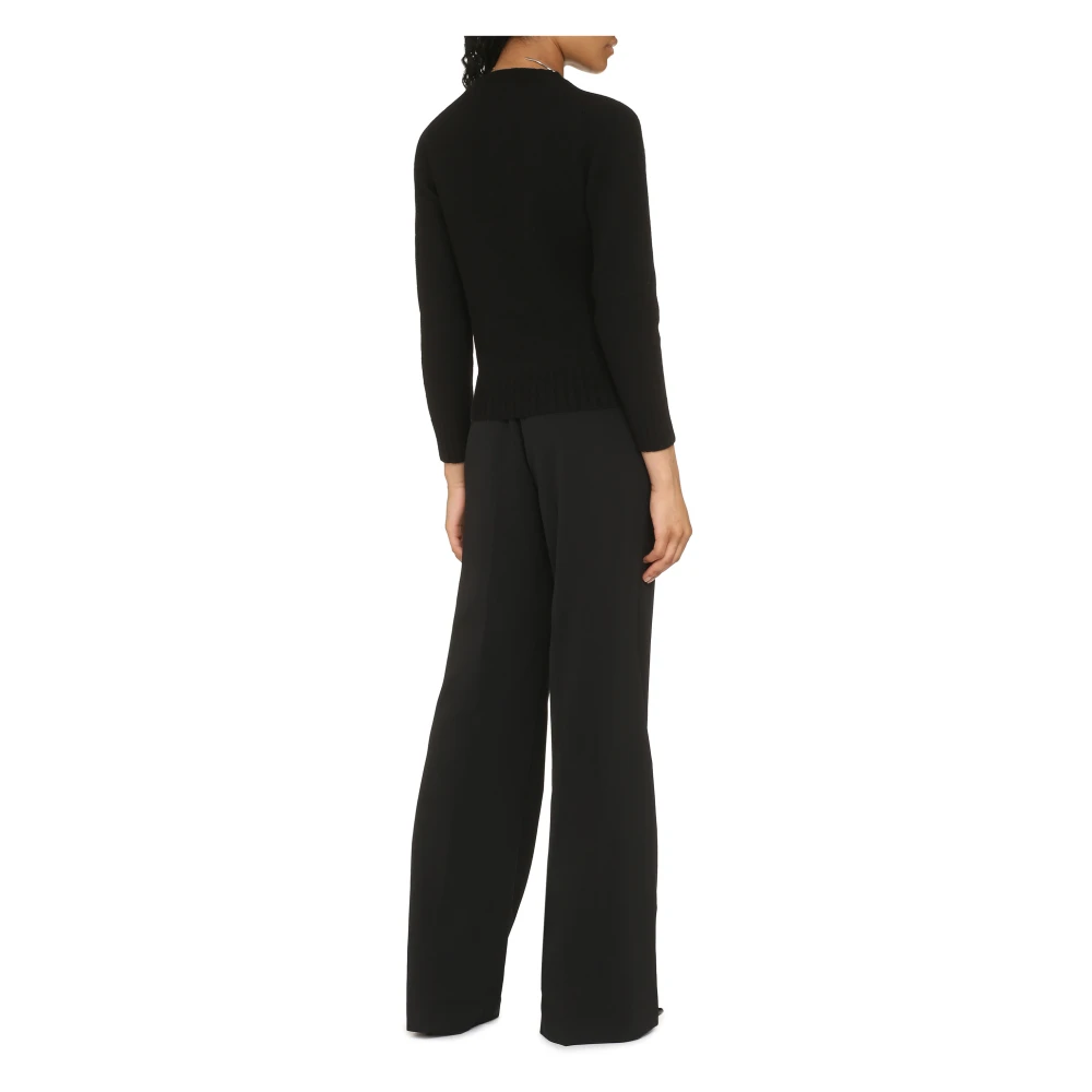 Jil Sander Geribbelde Wollen Trui Black Dames