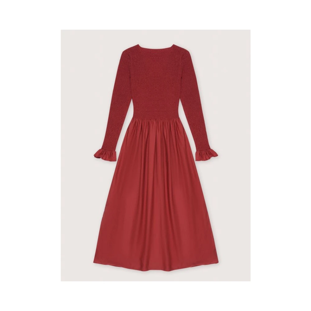 The New Society Ruby Dusk Lange V-hals Jurk Red Dames