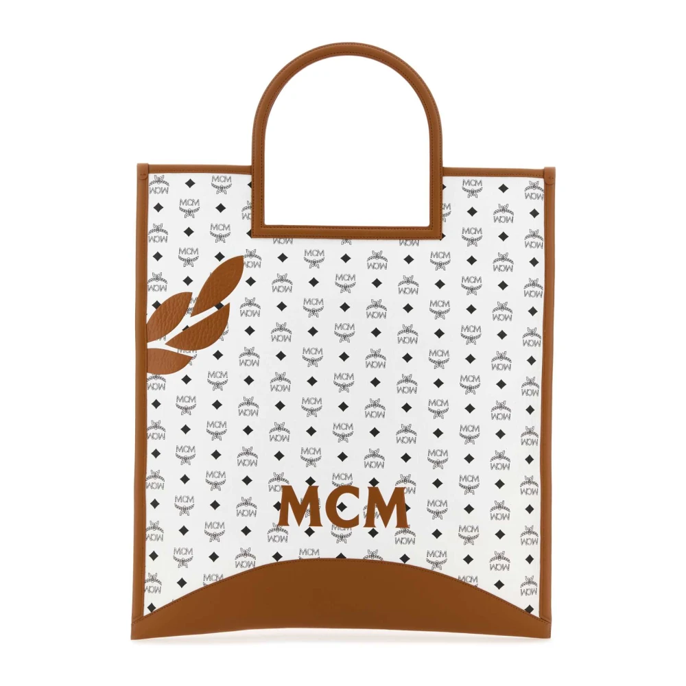 MCM XL Bedrukte Nappa Leren Winkel Tas Brown Dames