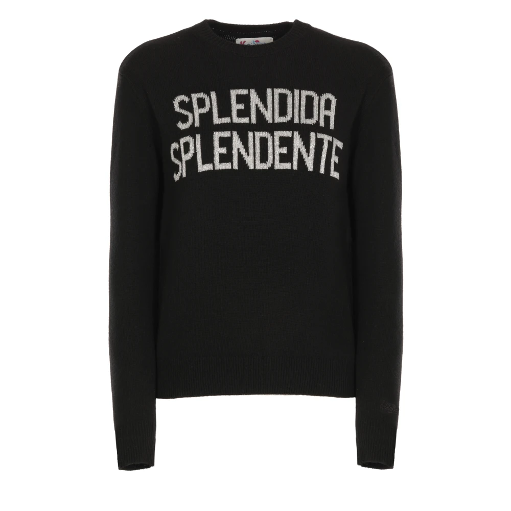 Saint Barth Zwarte Crew Neck Sweater met Splendida Borduurwerk Black Dames