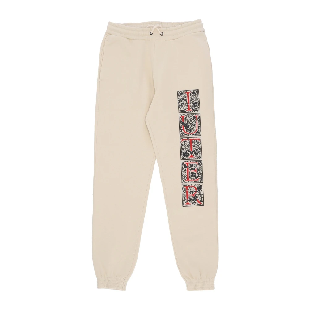 Iuter Crème Fleece Sweatpants Elastische Taille Beige Heren