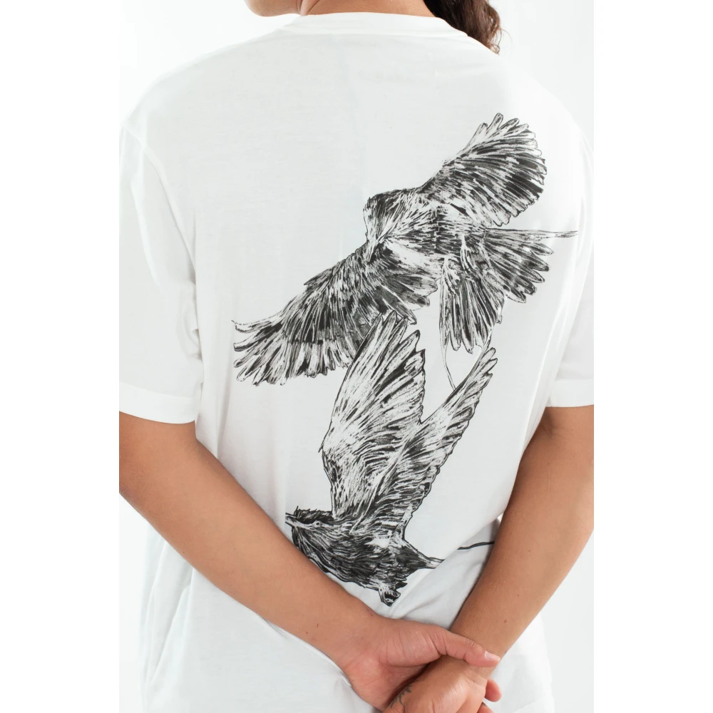 Y-3 Krijtwit Grafische T-shirt met achterkant White Heren