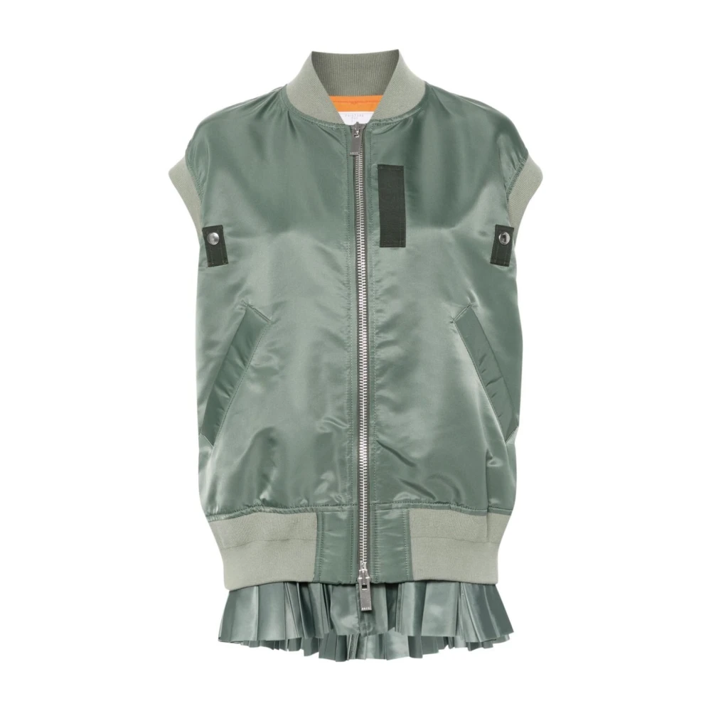 Sacai Khaki Nylon Twill Vest Green, Dam