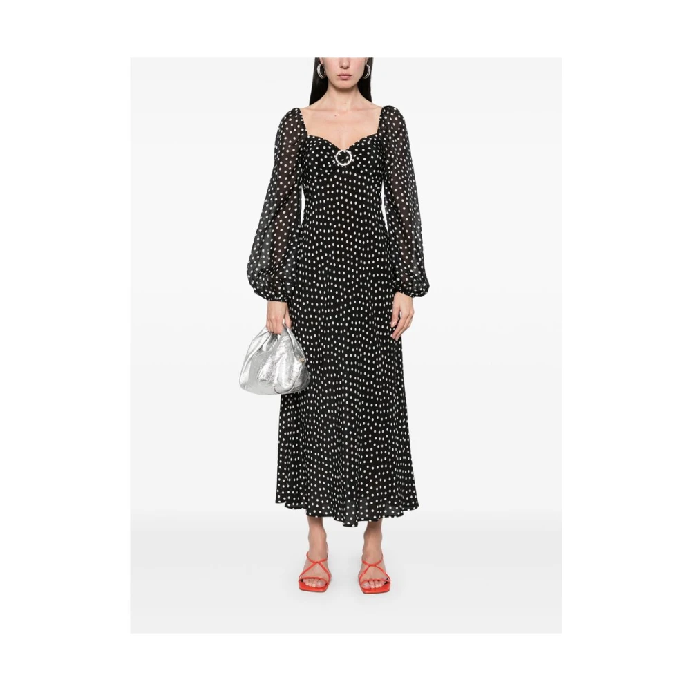 Rixo Zwarte Shirred Panel Jurk Black Dames